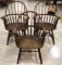 Group of 3 antique wooden round back chairs
