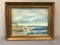 Framed artwork oil painting beach scene