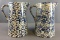 Group of 2 Vintage Spirit Blue and White Spongeware Pitchers