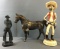 Group of 3 Cowboys and a Horse Statue