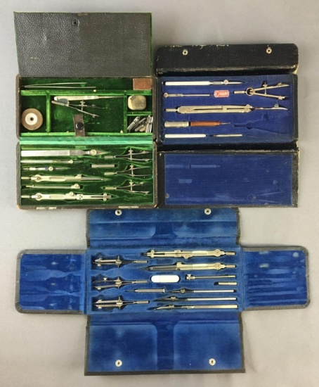 Group of 3 Vintage Drafting Tool Sets