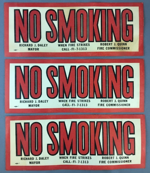 Group of 3 Vintage Paper No Smoking Signs