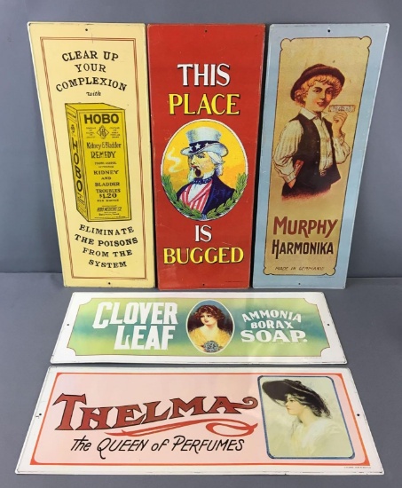 Group of 5 Metal Advertising Signs