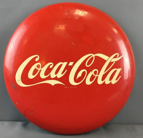 Vintage Coca-Cola Advertising Metal Button Sign