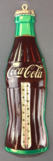 Vintage Coca-Cola Advertising Metal Bottle Thermometer