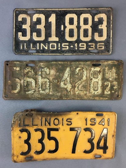 Group of 3 Vintage Illinois Plates