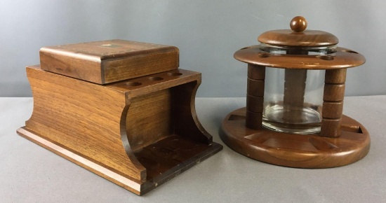 Group of 2 Vintage Wooden Pipe Holders