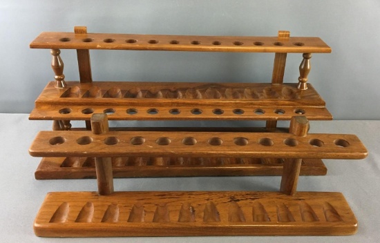 Group of 2 Vintage Wooden Pipe Holders