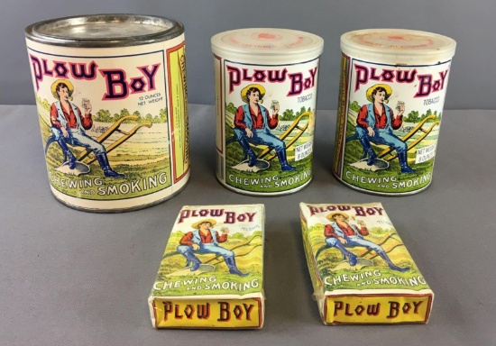 Group of 5 Vintage Plow Boy Chewing and Smoking Tobacco