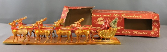 Vintage Santa Claus and his Reindeer Decor