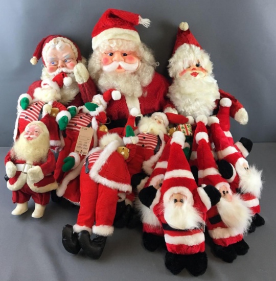 Group of Santa Plush Dolls