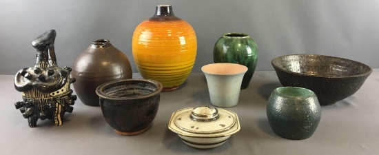 Group of 9 Vintage Pottery Vases and more