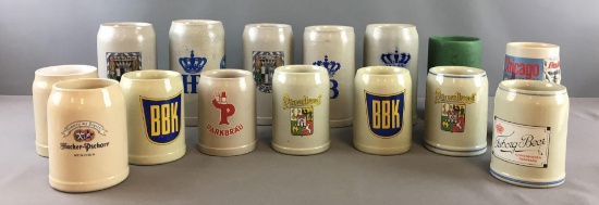 Group of 15 Vintage Steins