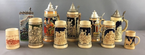 Group of 11 Vintage Steins
