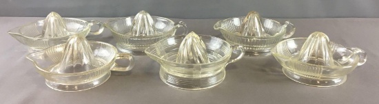 Group of 6 Vintage Clear Glass Juicers
