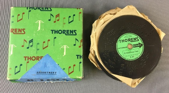 Vintage Thorens 10 Metal Music Box Disc Set In Original Box