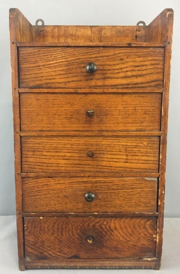 Antique Primitive Wooden 5 Drawer Wall Decor