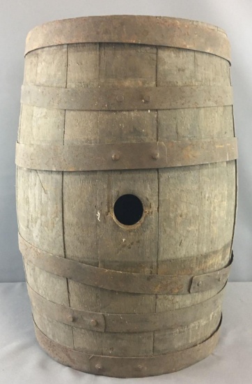 primitive wooden barrel