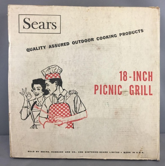 Vintage Sears 18 inch Picnic Grill In Original Box