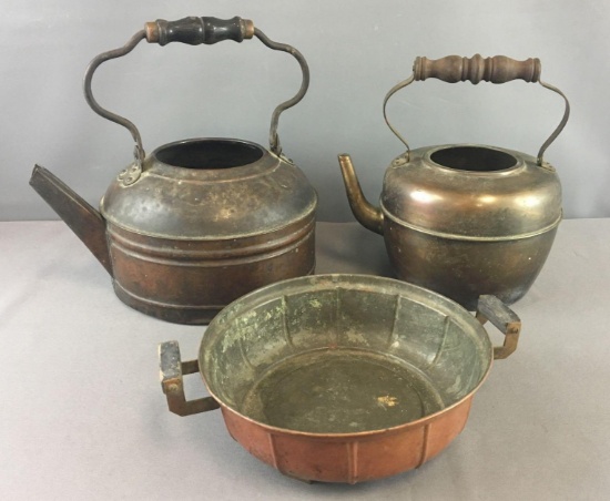 Group of 3 Vintage Metal Pots