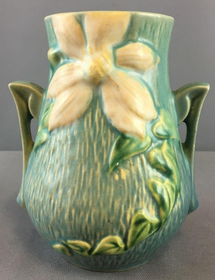 Vintage Roseville Pottery Clematis Blue 103-6 Vase