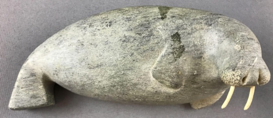 Inuit Eskimo Soapstone Carving Walrus