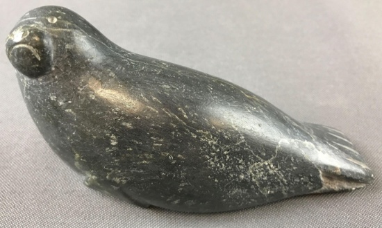 Inuit Eskimo Soapstone sea lion carving