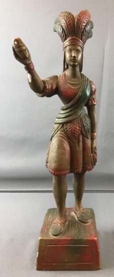 Vintage Molded Metal Native American Female in head dress