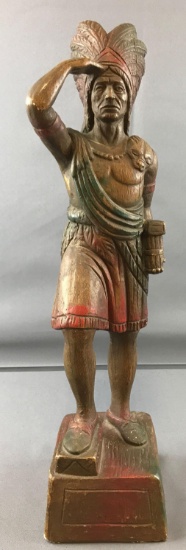 Vintage Native American cigar store chief in head dress