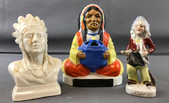 Group of 3 hand painted Native American figurines