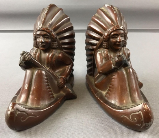 Metal Native American Bookends