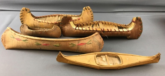 Group of souvenir Boats made from tree bark