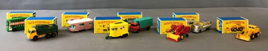 Group of 8 Matchbox Diecast Toy Cars: Trucks, Trailers, Etc.