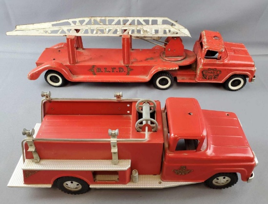 Lot of Two Vintage Buddy L and Tonka Toy Firetrucks