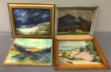 Group of 4 framed oil paintings
