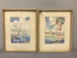 2 framed artwork beach/water scenes
