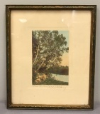 Vintage Wallace Nutting framed hand tinted print