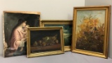 Group of 4 Vintage damaged paintings