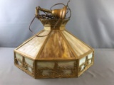 Vintage hanging slag glass lamp