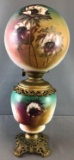 Antique Gone with the Wind lamp with Floral Design