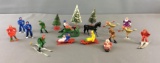 Group of Vintage Barclay Cast Metal Lead Christmas/ Winter Miniature Figurines