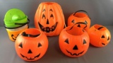 Group of 9 Vintage Plastic Pumpkin Buckets and more