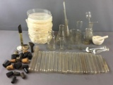 Group of Pyrex Beakers, Test tubes, Pyrex Covers and more