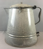 Vintage Gray Enamelware Coffee Pot