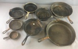 Group of 8 Cast Iron Skillets