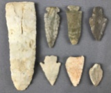 Group of 7 Native American Indian Arrowheads