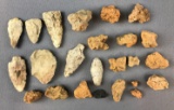 Group of Aztalan arrows and brick fragments