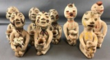 Group of 8 Primitive Clay Figure artifacts