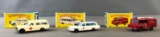 Group of 3 Matchbox Diecast Toy Cars: Firetruck & Ambulance.