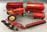 Group of 6 vintage metal farm machine toys
